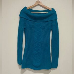 Teal Off-Shoulder Sweater/mini dress